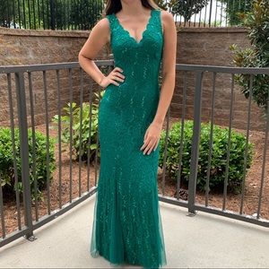 Emerald Green Lace Gown